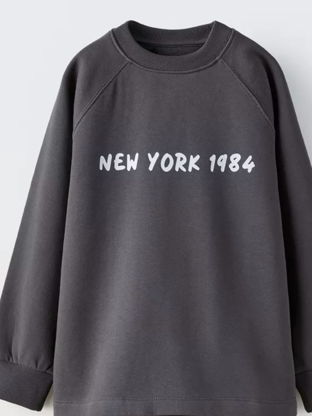 Zara Kids dark gray sweatshirt with white "New York 1984" chest print
